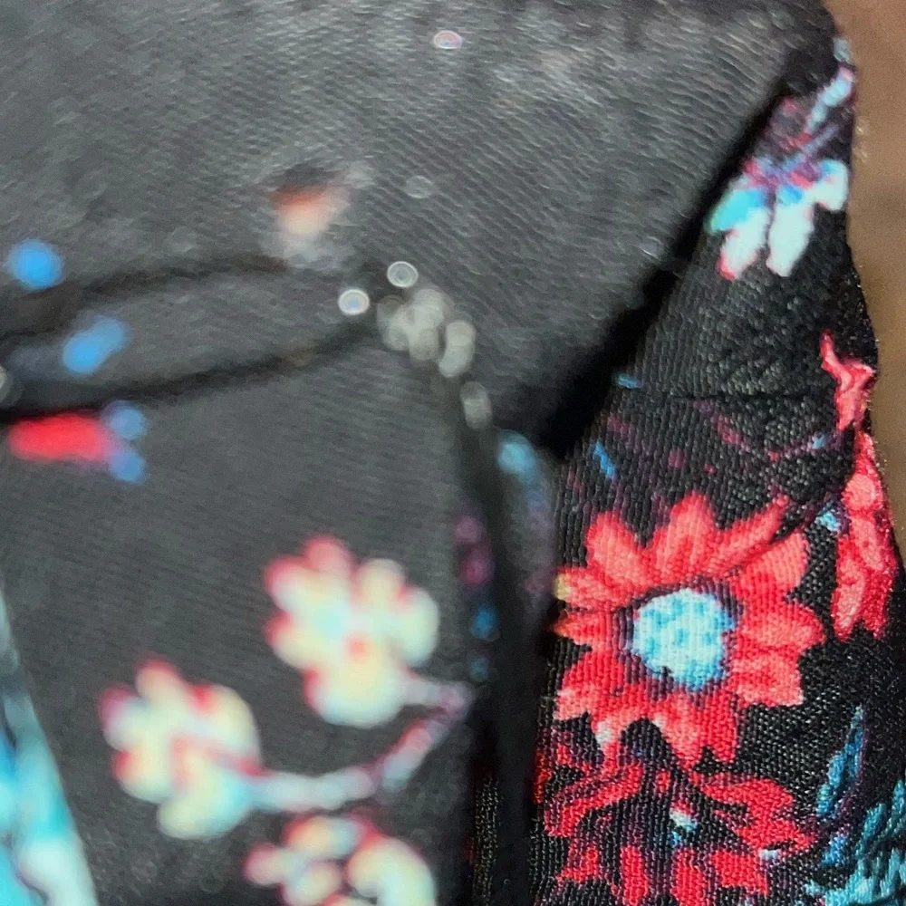 Haute Monde Junior ruffle sleeve romper size small floral, print NWT - Picture 7 of 7